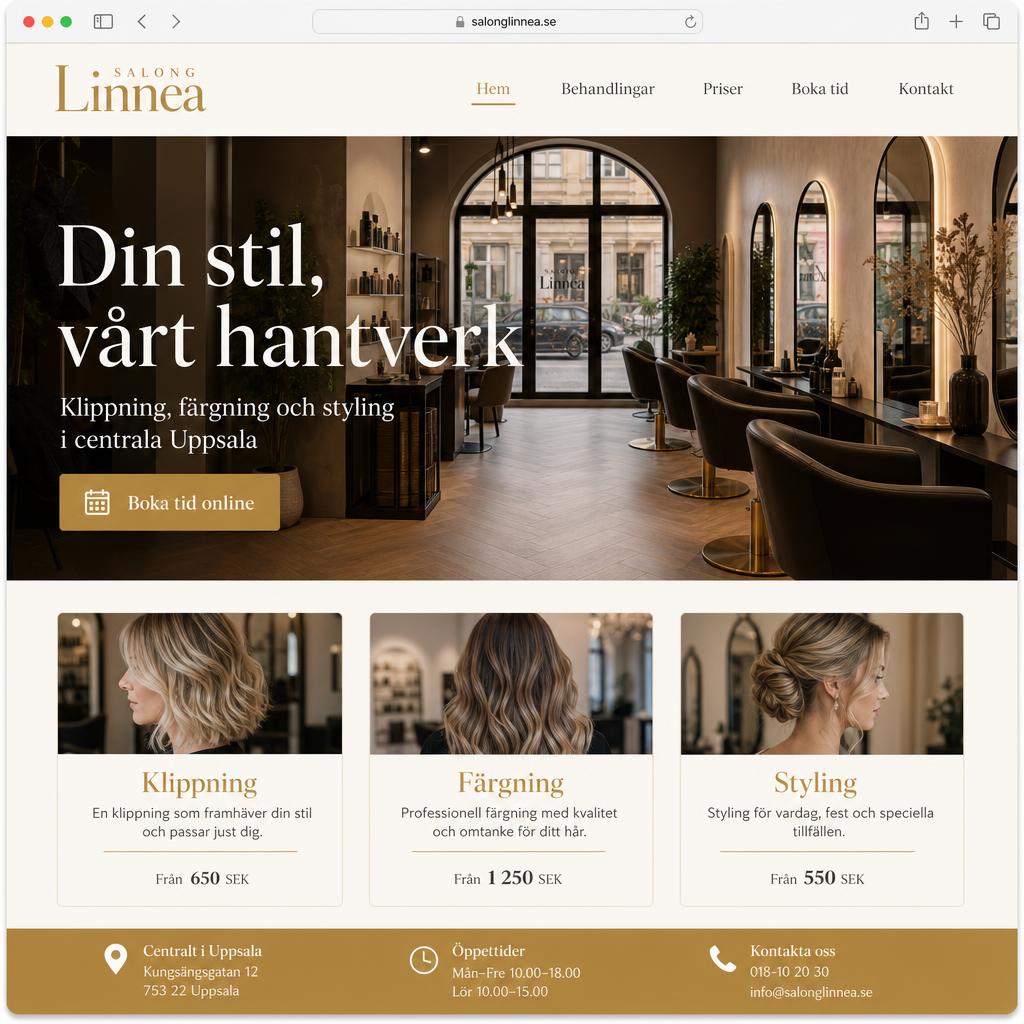 Webbplats för Salong Linnéa